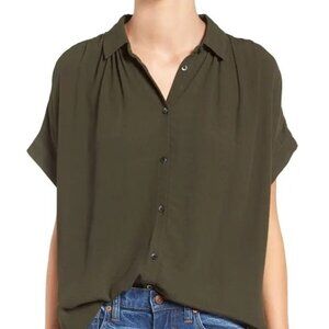 Lot 2 Madewell Central Drapey Shirts Black & Olive Green EUC